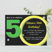 Mannen Groene / Gele Vijftigste 50ste verjaardag Kaart (Staand voorkant)