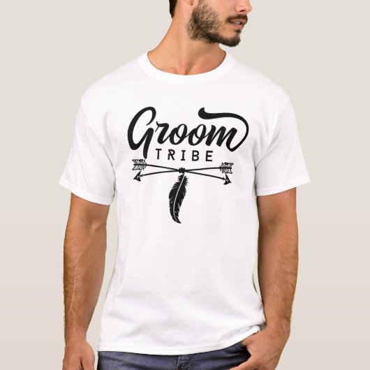 Mannen Groom Tribe Matching Cute Arrow Wedding Eng T-shirt (Voorkant)