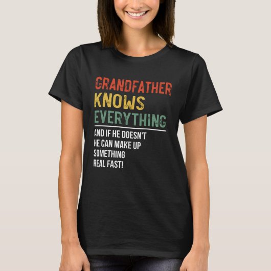 Mannen grootvader weet alles vaderdag gras t-shirt (Voorkant)