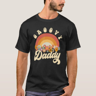 Mannen Groovy Dad Retro regenboogkleurige bloemen  T-shirt