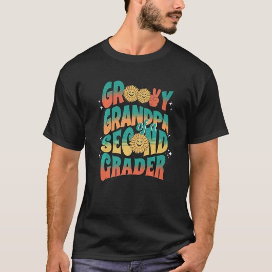 Mannen groovy opa van een tweedeklasser eerste dag t-shirt (Voorkant)