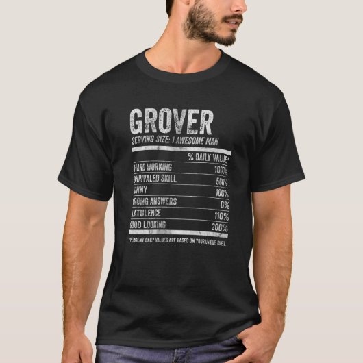 Mannen Grover Nutrition Gepersonaliseerde naam Fun T-shirt (Voorkant)