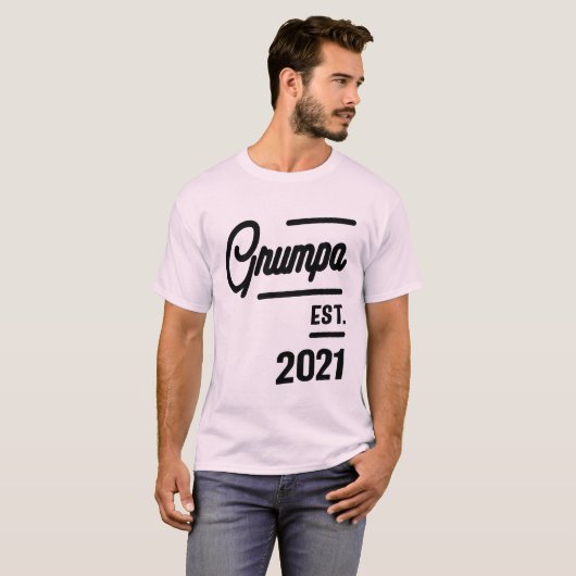 Mannen Grumpa Est. 2021 | Grootvader Gift T-shirt (Voorkant volledig)