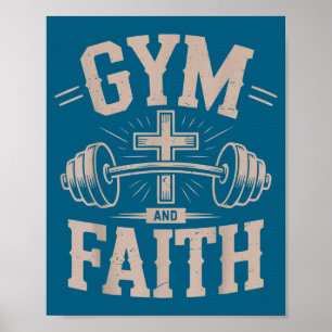 Mannen gym geloof fitness christelijke workout jes poster