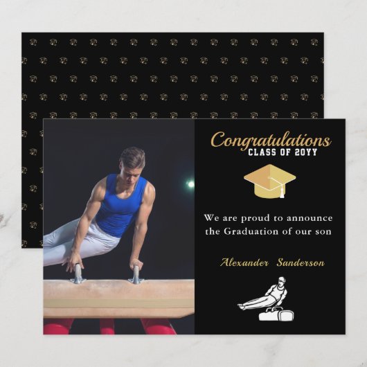 Mannen Gymnast Moderne Foto afstuderen klasse 2022 Aankondiging (Voorkant / Achterkant)