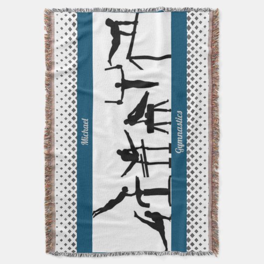 Mannen Gymnastics Throw Blanket met zijn naam Deken (Voorkant Verticaal)