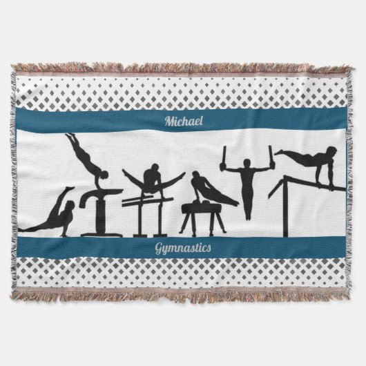 Mannen Gymnastics Throw Blanket met zijn naam Deken (Voorkant)