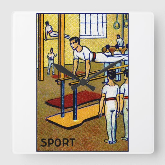 mannen Gymnastiek 1910 Vierkante Klok (Voorkant)