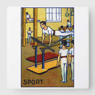 mannen Gymnastiek 1910 Vierkante Klok