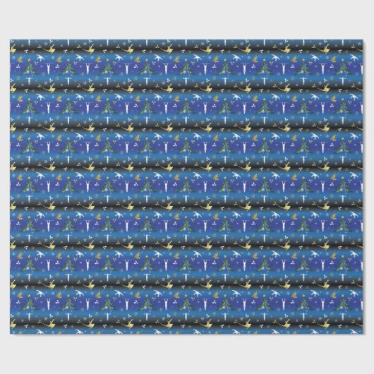 Mannen gymnastiek kerstboom sneeuwvlok cadeaupapier (Vlak)