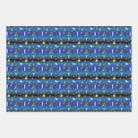 Mannen gymnastiek kerstboom sneeuwvlok inpakpapier vel (Voorkant 2)