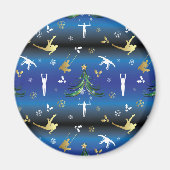 Mannen gymnastiek kerstboom sneeuwvlok magneet (Voorkant)