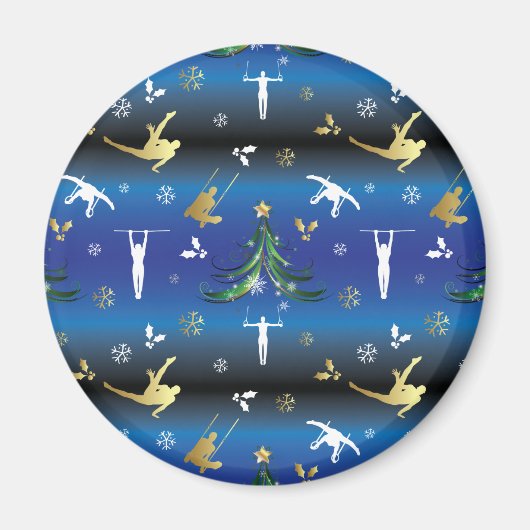 Mannen gymnastiek kerstboom sneeuwvlok magneet (Voorkant)