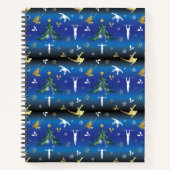 Mannen gymnastiek kerstboom sneeuwvlok notitieboek (Voorkant)