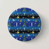 Mannen gymnastiek kerstboom sneeuwvlok ronde button 5,7 cm (Voorkant)