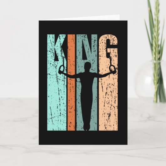 Mannen gymnastiek Koning Retro Verstoorde verjaard Kaart (Voorkant)