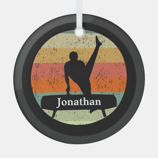 Mannen gymnastiek Mannelijke gymnast Aangepast ker Glas Ornament (Voorkant)