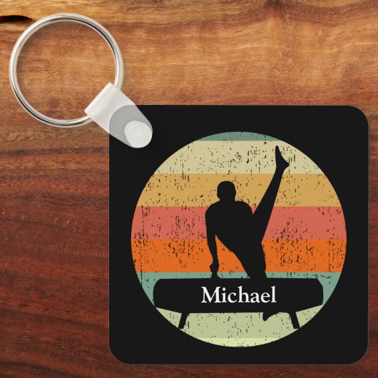 Mannen gymnastiek Mannelijke gymnast bij Sunset Cu Sleutelhanger (Voorkant)
