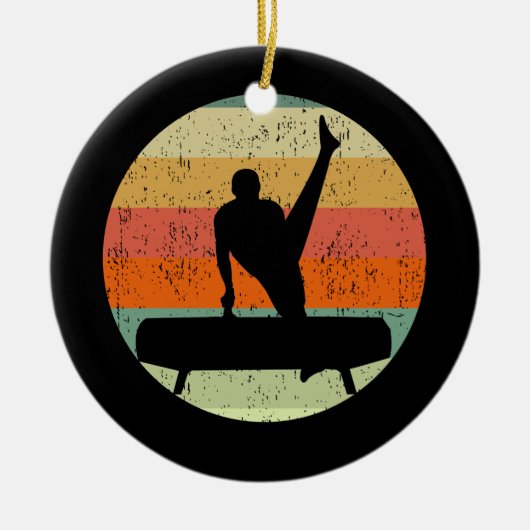 Mannen gymnastiek Mannelijke gymnast bij zonsonder Keramisch Ornament (Voorkant)