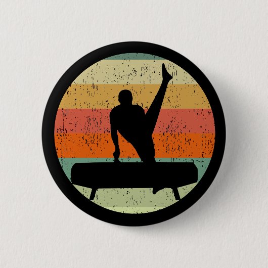 Mannen gymnastiek Mannelijke gymnast bij zonsonder Ronde Button 5,7 Cm (Voorkant)