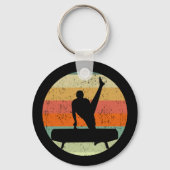 Mannen gymnastiek Mannelijke gymnast bij zonsonder Sleutelhanger (Voorkant)