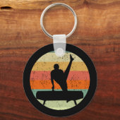 Mannen gymnastiek Mannelijke gymnast bij zonsonder Sleutelhanger (Voorkant)