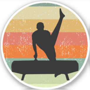 Mannen gymnastiek Mannelijke gymnast bij zonsonder Sticker