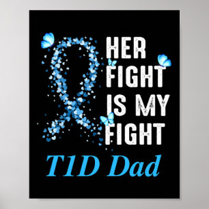 Mannen haar strijd is mijn T1D pap type 1 diabetes Poster