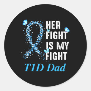 Mannen haar strijd is mijn T1D pap type 1 diabetes Ronde Sticker