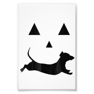 Mannen Halloween Pumpkin Dachshund Jack-O-Lantern  Foto Afdruk