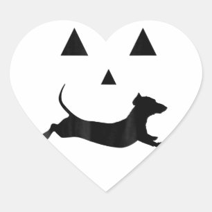 Mannen Halloween Pumpkin Dachshund Jack-O-Lantern Hart Sticker
