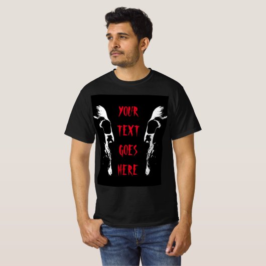 Mannen Halloween schedel Horror Rood Verdrietige T T-shirt (Voorkant volledig)