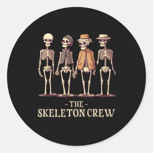 Mannen Halloween Skeleton Crew Ronde Sticker (Voorkant)