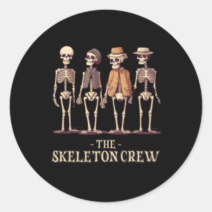 Mannen Halloween Skeleton Crew Ronde Sticker