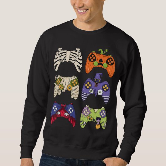 Mannen Halloween Skeleton Zombie Gaming Controller Trui (Voorkant)