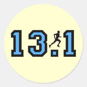 Mannen halve marathon ronde sticker