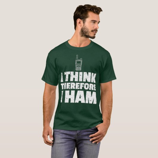 Mannen Ham Radio Funny Gift Ik denk daarom dat ik T-shirt (Voorkant volledig)