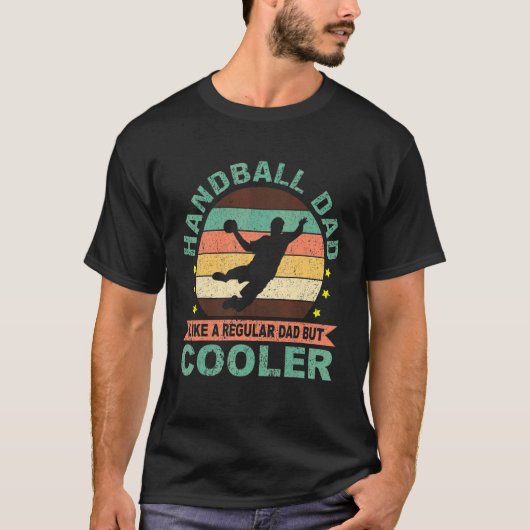 Mannen handbal vader sprong geschoten bal gooien t t-shirt (Voorkant)