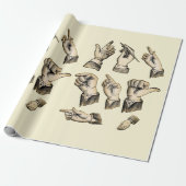 Mannen handgebaren kunstcollage cadeaupapier (Uitgerold)