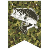 Mannen Happy Birthday Big Bass Vissen Camouflage  Vlaggetjes (Eerste vlag)