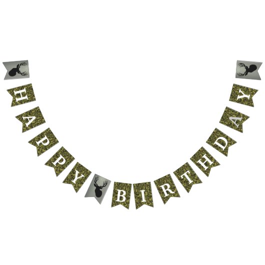 Mannen Happy Birthday Big Deer Hunting Camouflage Vlaggetjes (Alle)