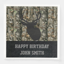 Mannen Happy Birthday Camo Deer Hunting Napkins Servet