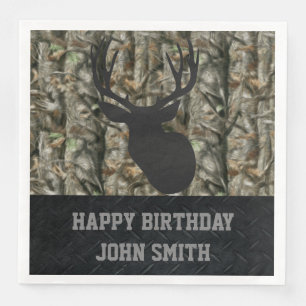 Mannen Happy Birthday Camo Deer Hunting Napkins Servet