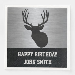 Mannen Happy Birthday Deer Hunting Napkins Servetten