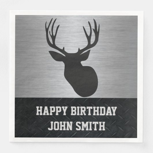 Mannen Happy Birthday Deer Hunting Napkins Servetten (Voorkant)