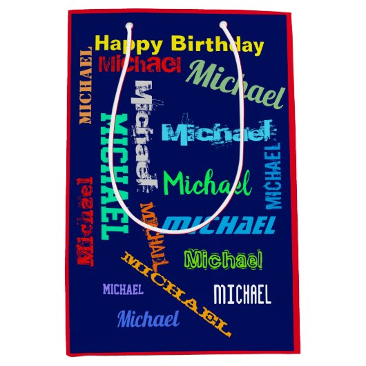 Mannen Happy Birthday Medium Cadeauzakje (Voorkant)