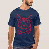 Mannen Happy Cat T-shirt (rood tafelblad) (Voorkant)