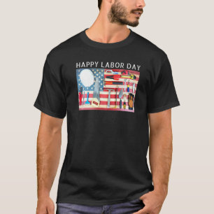 Mannen Happy Labour Day Cool American Flag Tool Bo T-shirt