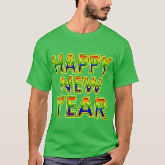 Mannen Happy New Year Shirt. T-shirt (Voorkant)