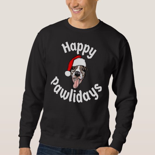 Mannen Happy Pawholidays Merry Pitmas Pitbull Kers Trui (Voorkant)